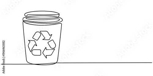 Recycling bin continuous one line drawing eco recycle vector icon