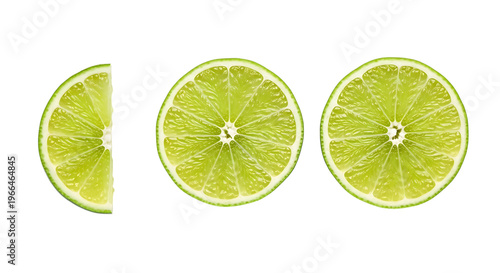 Fresh Lime Slices Isolated on Transparent Background
