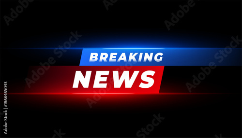 blue red breaking news broadcast banner with light effect