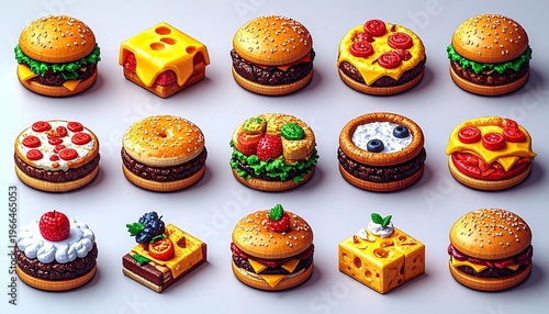 Whimsical Food Art - Miniature Burger and Cake Creations.