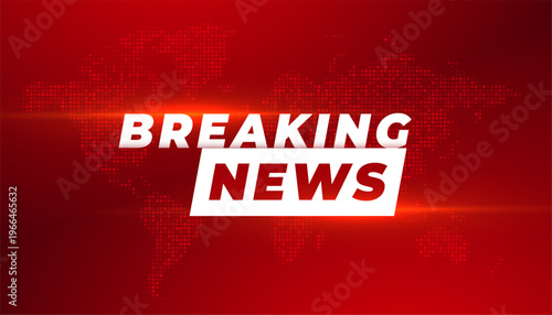 worldwide breaking news red banner with pixelated global map