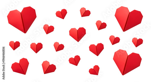 Red Origami Hearts Collection