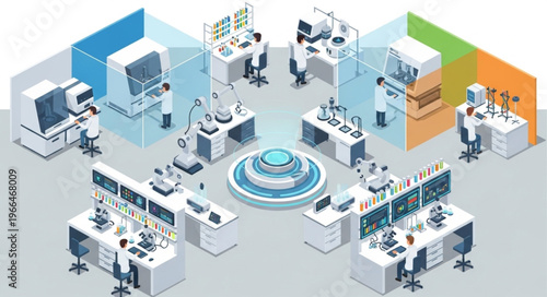 Isometric Laboratory Illustration - A Hub of Scientific Research and Innovation.