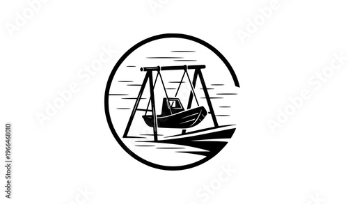 Amusement Swing Boat Emblem – Carnival Ride Logo Vector Collection