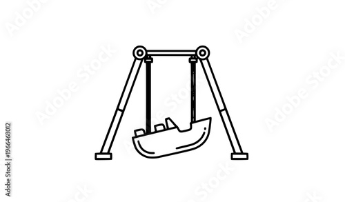 Minimal Swing Boat Icon – Carnival Amusement Ride Simple Vector Symbol