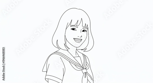 Anime Style School Girl Portrait.