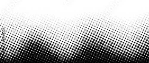 Wavy halftone grunge gradient texture. Pixelated noisy wave pattern background. Black dotted grain grit wallpaper. Rasterized pixelated anime or manga backdrop. Fading sandy comic overlay. Vector