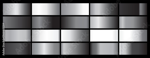 set of metallic grey color palette banner for ui or ux presentation