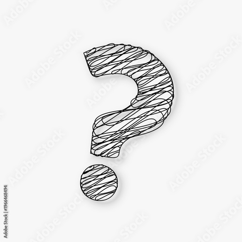 hand drawn question mark symbol on white background