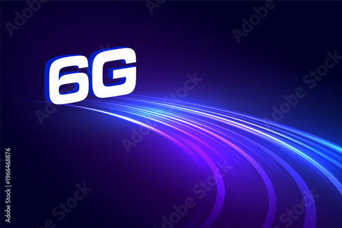 3d style 6g wireless network background with glowing lines