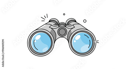 Silver binoculars with blue lenses and decorative sparkle lines used for bird watching or distant observation activities.