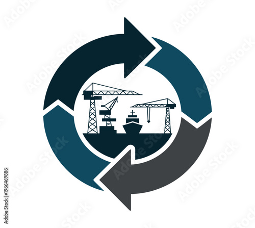 Circular Diagram of Shipyard with Construction Arrows