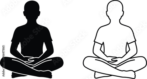 yoga meditation silhouette and outline Vector