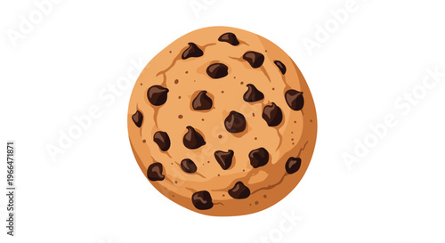 Delicious round chocolate chip cookie featuring many dark chocolate morsels embedded in a golden brown baked dough surface.