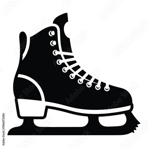 Ice skate boot with white laces and blade isolated on transparent background icon