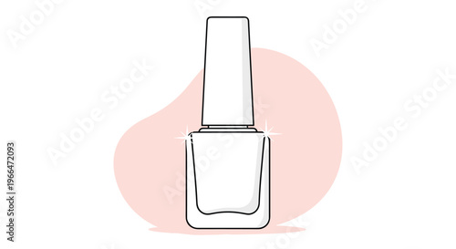 Bottle of glossy white nail polish with two small sparkles on the sides shown against a soft pink abstract shape background.