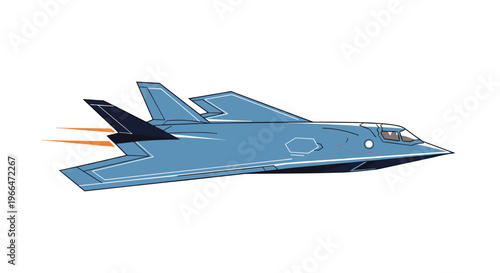 Advanced stealth fighter jet soaring through the air at high speeds with orange exhaust flames trailing from its rear engines.