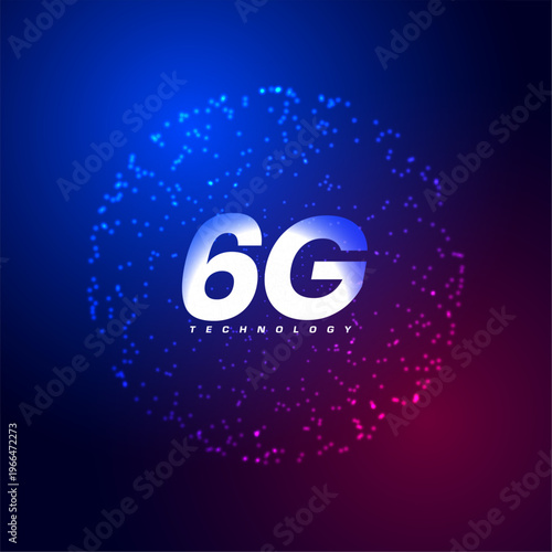 6th generation digital network connection techno background