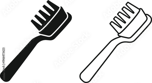 Black and white brushes with bristles Vector