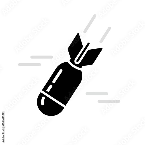 Falling Bomb Icon - Danger, Attack, Explosion Symbol