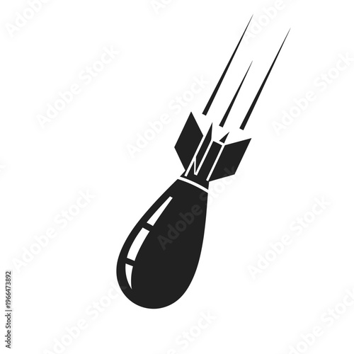 Falling Bomb Icon Silhouette - Danger, War, Attack, Explosion Concept