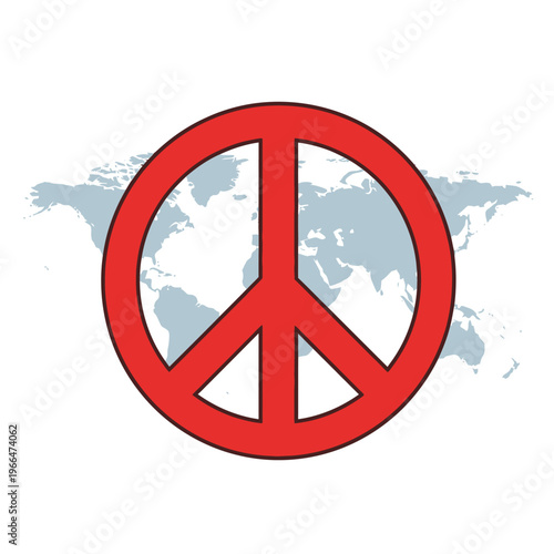 Global Peace Symbol Over World Map Background