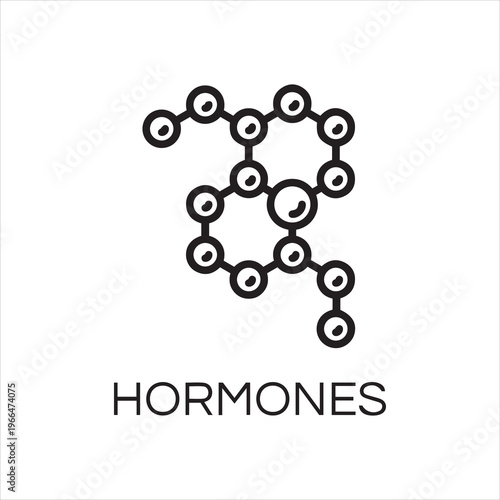 Symbol of hormones chain in abstract linear style. Black icon