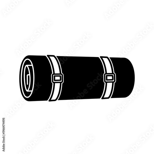 Black rolled up yoga mat.