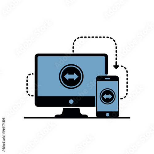 Screen Mirroring Illustration Desktop Computer Smartphone Sync