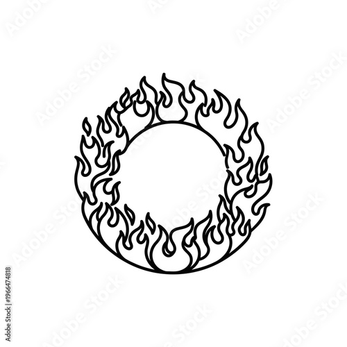 Flame Circle Graphic Design Element.