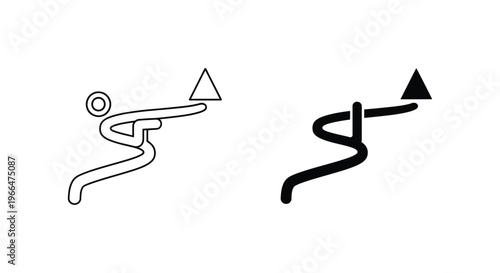 Stylized vector illustrations of athletes running with triangular objects in a dynamic graphic design