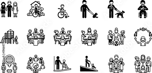 Social Inclusion and Accessibility Vector Icon Set                                                                                                                                                 