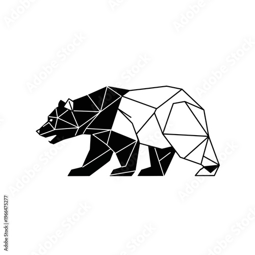 Black and white bear geometric shape.