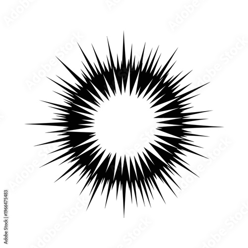Black spiky circle graphic design element.