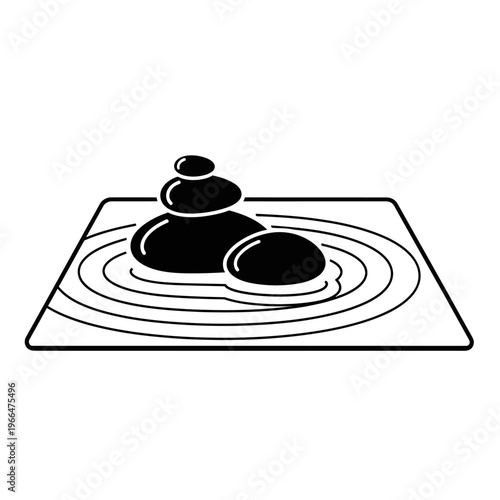 Black stones in water illustration.