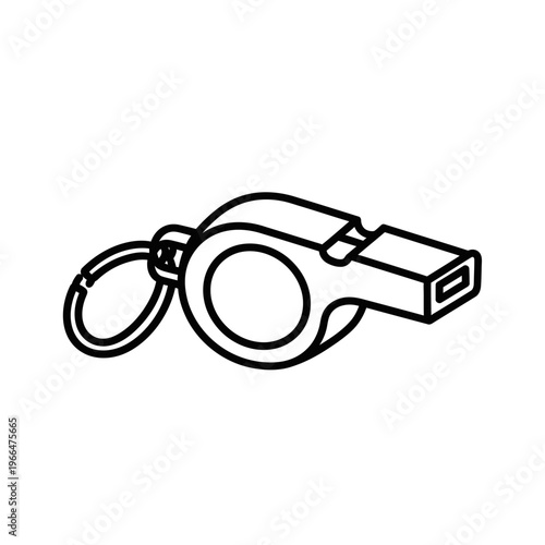 Black and white whistle keychain illustration.