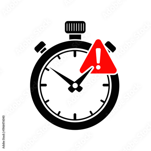 Stopwatch with warning sign on clock.