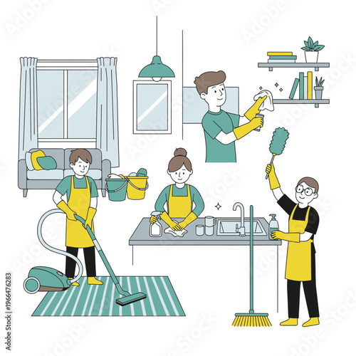 People Cleaning a Home