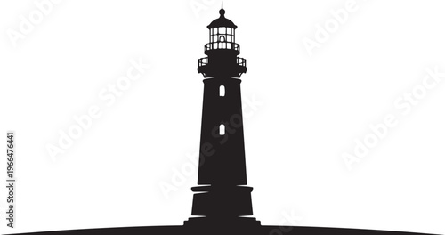 Black Silhouette of a Lighthouse Tower