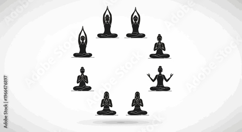 Yoga poses silhouette symbolic depiction of wellness and meditation