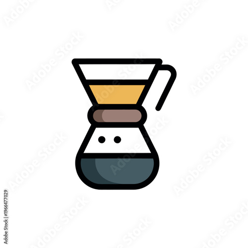 Coffee Pour Over Dripper with Filter and Handle Icon