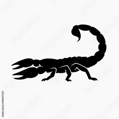Black silhouette of a scorpion displaying its distinct anatomical features