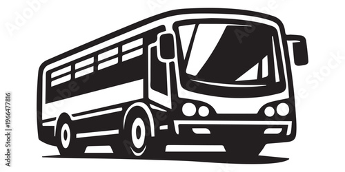 Bus Icon Silhouette – Black Public Transport Vehicle Vector Illustration
