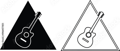 Guitar Triangle Logo Design Vector