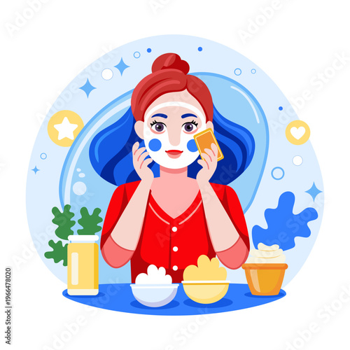 A flat style illustration depicting face mask