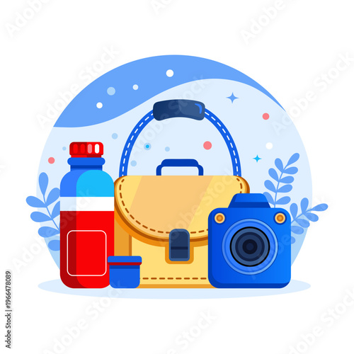 A flat style illustration depicting sling bag