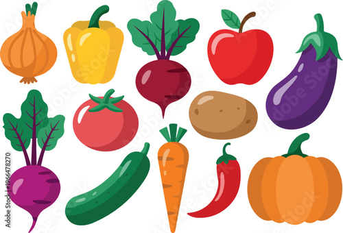 Cute cartoon vegetable collection vector set with smiling characters kawaii food mascots isolated colorful healthy organic icons for kids design