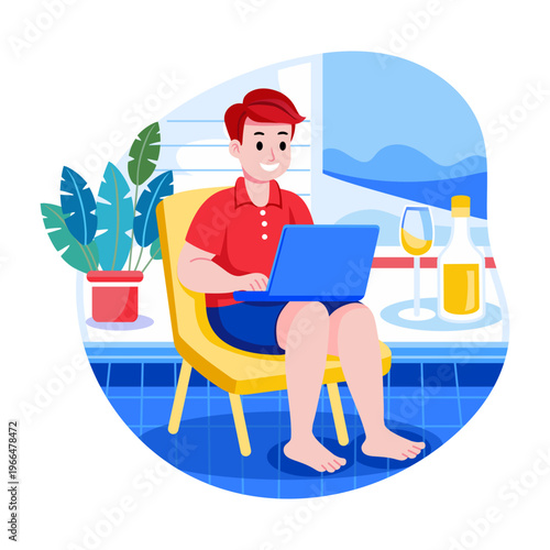 A flat style illustration of a working character