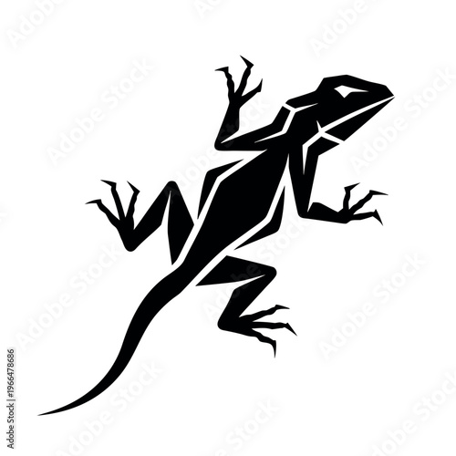 Lizard frog and gecko reptiles on white background with a black vector silhouette of a woman in a Japanese calligraphy yoga pose