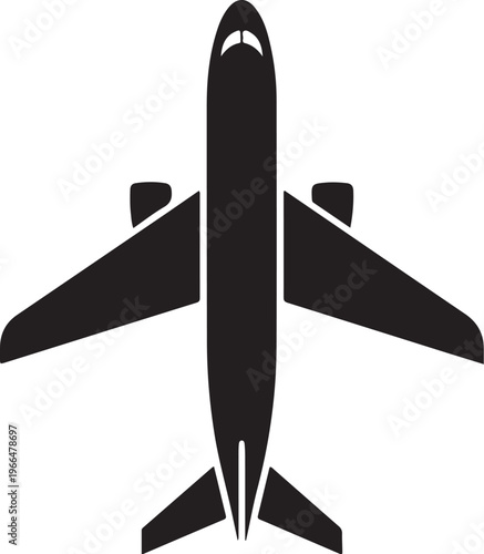 Airplane Silhouette Icon for Travel and Aviation Concepts